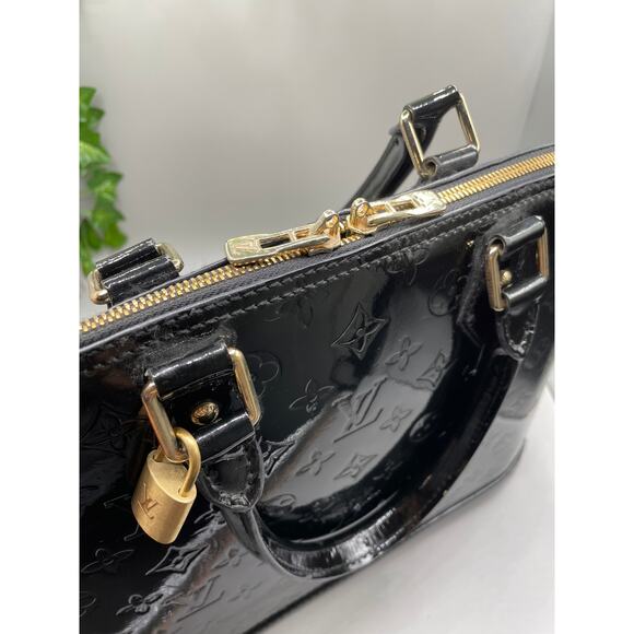 Louis Vuitton Black Patton Leather Vernis Alma GM Noir Magnetique Designer Bag - Picture 8 of 16